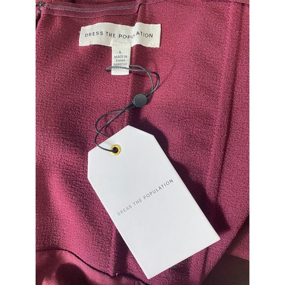 DRESS THE POPULATION DRESS BURGUNDY FALL WEDDING GUEST SHORT COCKTAIL FESTIVE - Picture 4 of 16